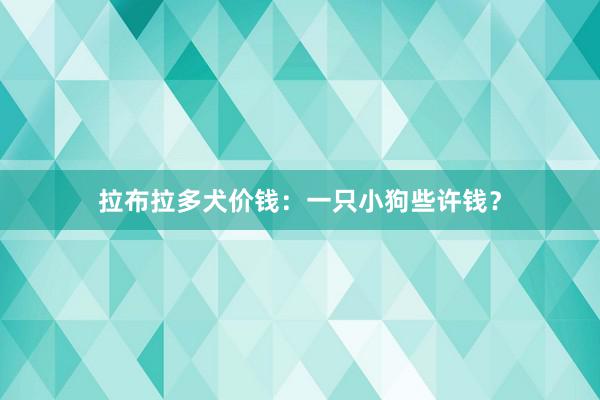 拉布拉多犬价钱：一只小狗些许钱？