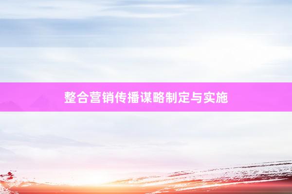 整合营销传播谋略制定与实施